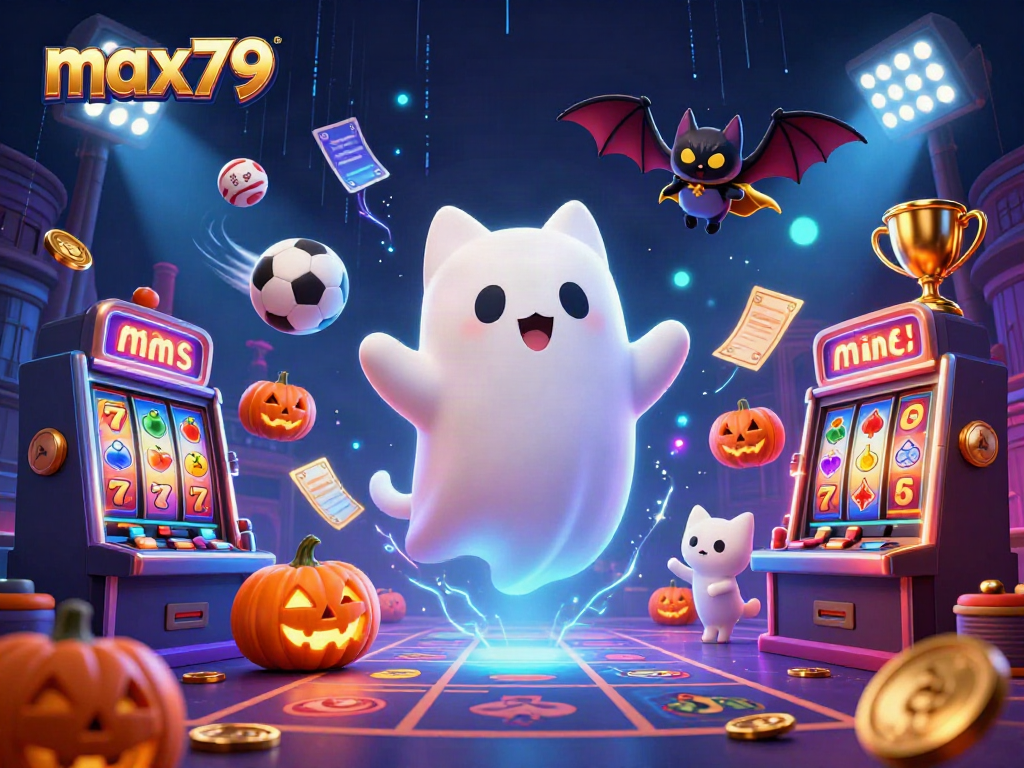 Engage with max79's vibrant 3D casino illustration featuring lucky symbols and dynamic action.