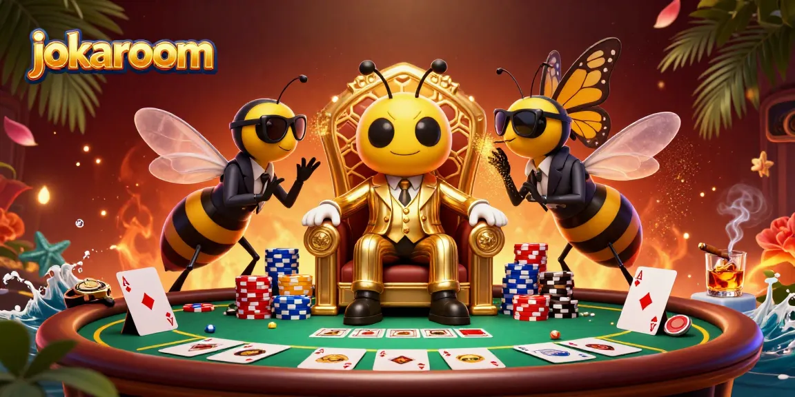 Experience the charm of jokaroom with our bumblebee mob boss in a vibrant casino scene.