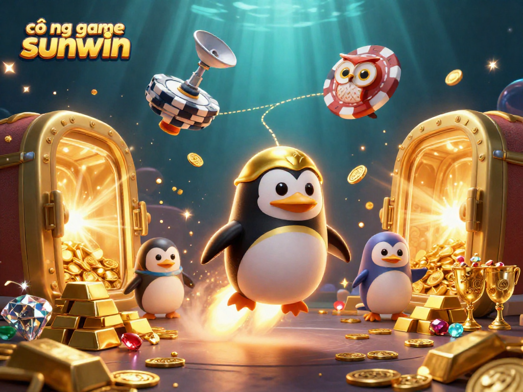 Experience exciting gaming at cổng game sunwin with golden penguins and treasure!