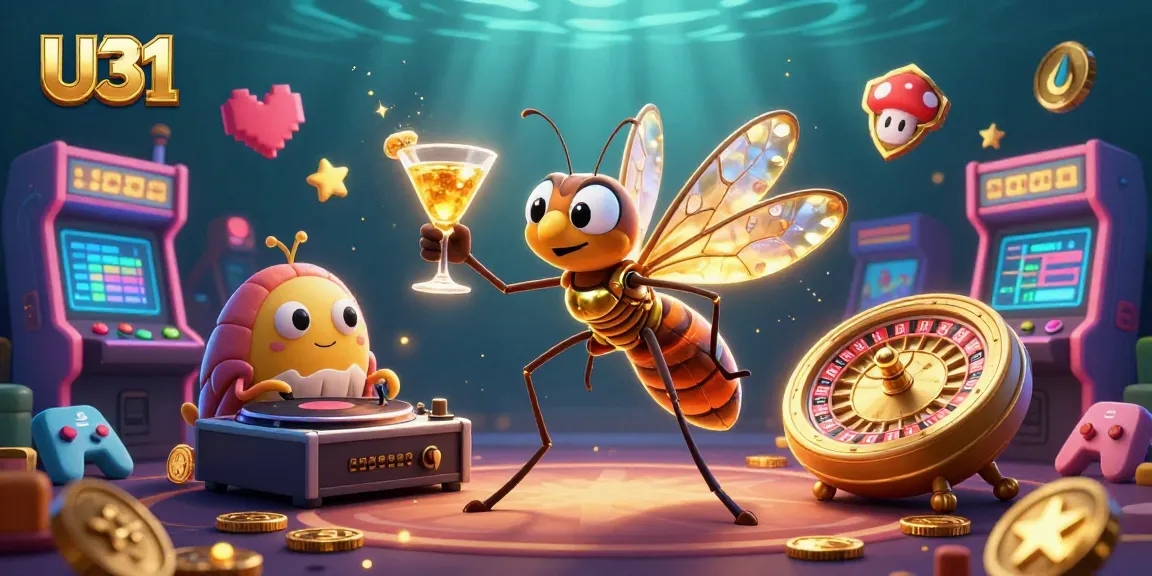U31's frozen-in-amber mosquito mascot brings excitement to the casino scene with golden elements and rich gaming visuals.