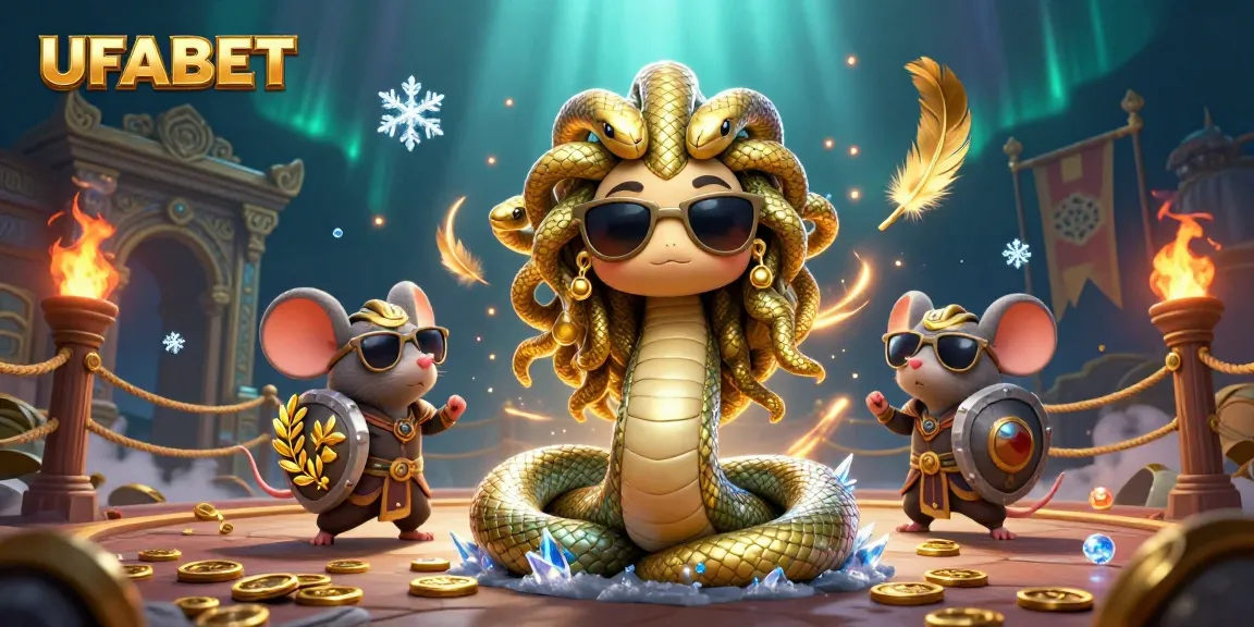 Bet on UFABET with a vibrant scene of mythical characters and a dynamic casino atmosphere.