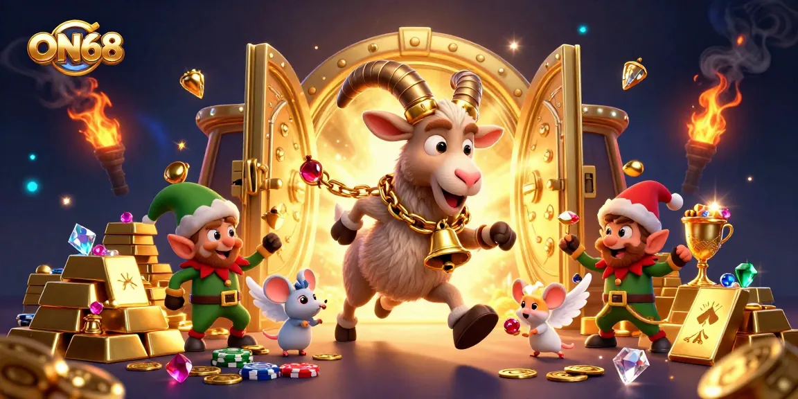 Experience the thrill of ON68 with festive characters stealing the spotlight in a vibrant casino scene.