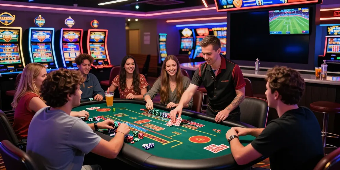 Dynamic gaming atmosphere at http://gem88-mobile.com highlighting players enjoying various casino games.
