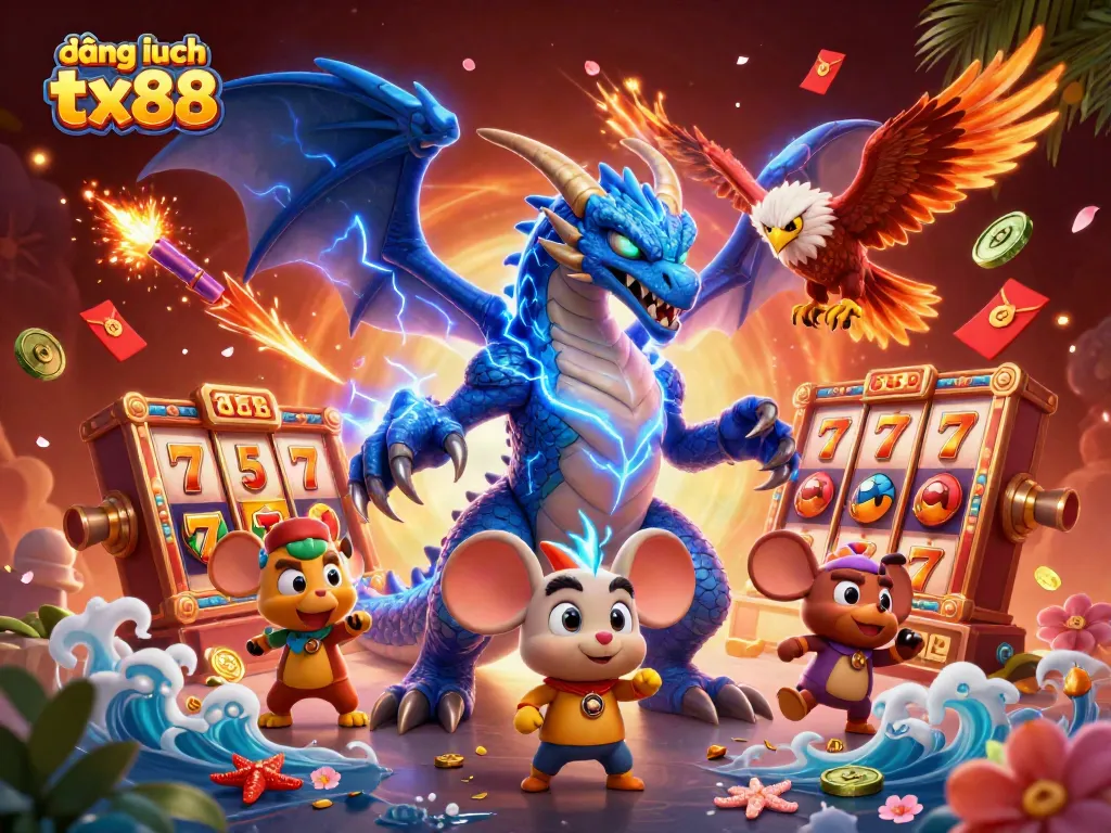 Engage in exciting gameplay with the vibrant scene of đăng nhập tx88, powerful dragon, and rewarding slot elements.