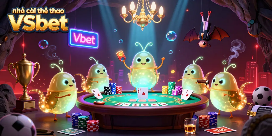 Experience thrilling sports betting action at nhà cái thể thao VSbet with vibrant glowworm characters illuminating the casino scene.