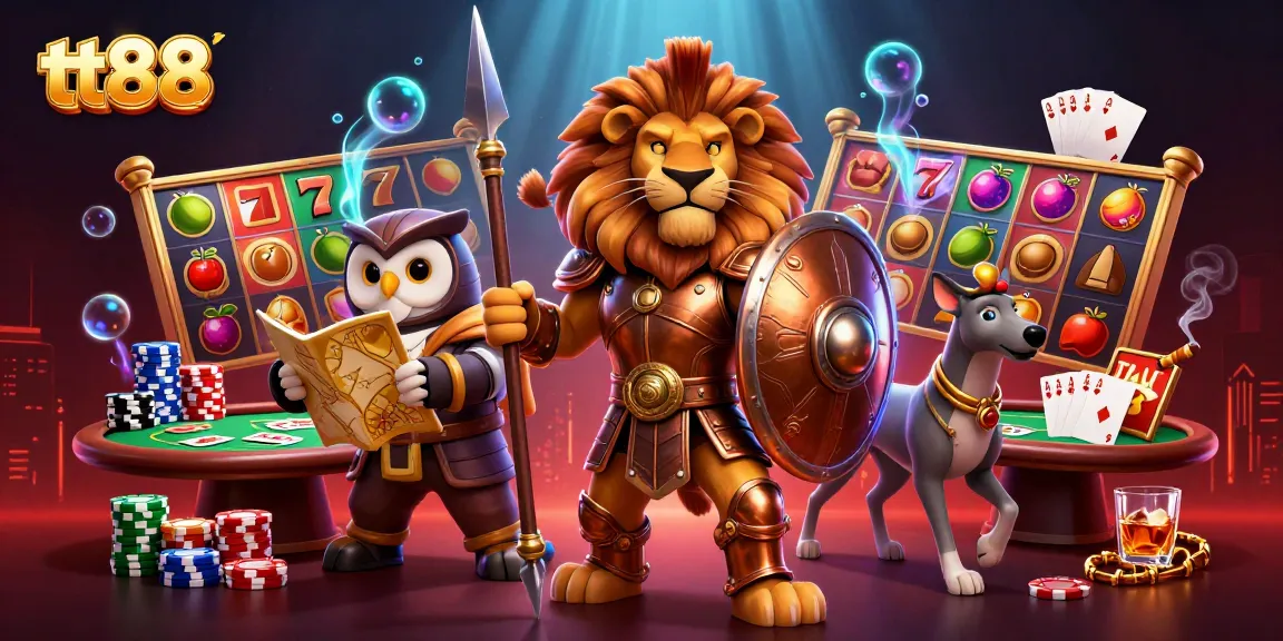 Experience thrilling gameplay with tt88’s vibrant 3D casino illustration showcasing an action-filled scene.
