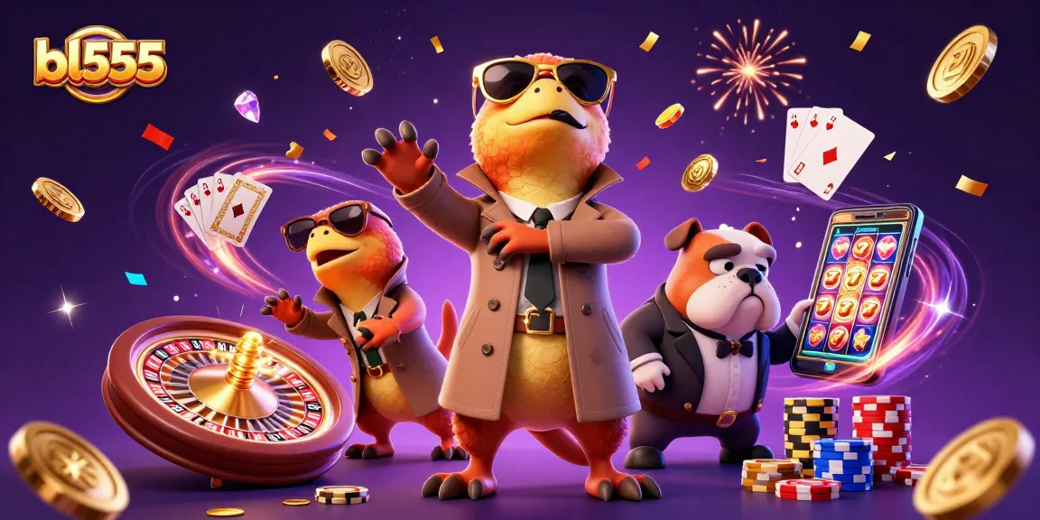 bl555 raptors in trench coat humorously entering a VIP casino lounge amidst vibrant gambling elements