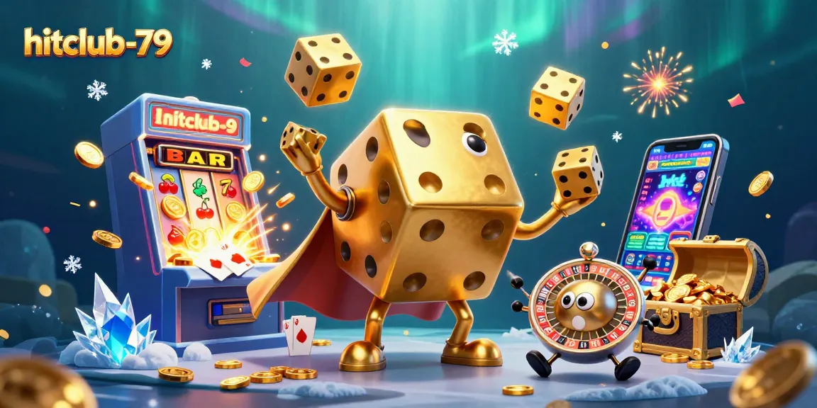 Experience hitclub-79 with a dynamic casino-themed illustration showcasing gambling excitement and golden winning moments.